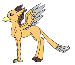 Size: 3076x2694 | Tagged: safe, artist:agdapl, imported from derpibooru, oc, oc only, oc:gold feather, hippogriff, female, high res, hippogriff oc, simple background, smiling, solo, transparent background, two toned wings, wings