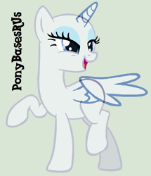 Size: 679x789 | Tagged: safe, artist:ponybasesrus, imported from derpibooru, oc, oc only, alicorn, pony, alicorn oc, base, eyelashes, female, horn, looking back, mare, open mouth, raised hoof, smiling, solo, wings