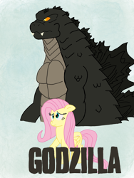 Size: 3024x4032 | Tagged: safe, artist:lordshrekzilla20, imported from derpibooru, fluttershy, kaiju, fanfic:godzilla, fanfic, fanfic art, fanfic cover, godzilla, godzilla (series)