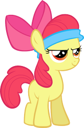 Size: 390x594 | Tagged: safe, artist:xylophon, imported from derpibooru, apple bloom, earth pony, pony, call of the cutie, season 1, apple bloom's bow, bow, confident, female, filly, hair bow, headband, simple background, solo, transparent background, vector