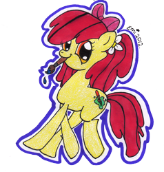 Size: 1234x1294 | Tagged: safe, artist:pinky1babe, imported from derpibooru, apple bloom, earth pony, pony, cutie mark, female, filly, paintbrush, solo