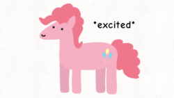 Size: 854x480 | Tagged: safe, artist:2merr, pinkie pie, earth pony, pony, :), animated, bouncing, dot eyes, drawn on phone, excited, female, gif, mare, reaction image, simple background, smiley face, smiling, solo, white background