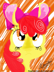 Size: 768x1024 | Tagged: safe, artist:sugarbunneh, imported from derpibooru, apple bloom, earth pony, pony, female, filly, solo