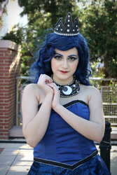 Size: 640x960 | Tagged: safe, artist:sarahndipity cosplay, imported from derpibooru, princess luna, human, 2016, bare shoulders, clothes, cosplay, costume, irl, irl human, photo, sleeveless, strapless