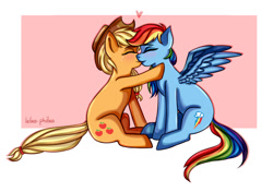 Size: 1224x864 | Tagged: safe, artist:lelka-philka, imported from derpibooru, applejack, rainbow dash, earth pony, pegasus, pony, appledash, female, lesbian, shipping