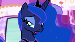 Size: 1920x1080 | Tagged: safe, imported from derpibooru, screencap, princess luna, alicorn, pony, do princesses dream of magic sheep, season 5, crown, female, jewelry, mare, open mouth, regalia, solo