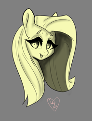 Size: 983x1284 | Tagged: safe, artist:inky_mitts, artist:inkypuso, imported from derpibooru, fluttershy, pegasus, pony, bust, cute, daaaaaaaaaaaw, female, gray background, mare, shyabetes, simple background, smiling, solo