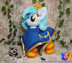 Size: 2646x2304 | Tagged: safe, artist:1stastrastudio, imported from derpibooru, oc, oc only, oc:moon shine, earth pony, pony, cloak, clothes, female, high res, irl, mare, photo, plushie, solo