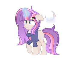 Size: 1880x1622 | Tagged: safe, artist:coral-sparkleyt, imported from derpibooru, oc, oc only, pony, unicorn, clothes, female, magic, magical lesbian spawn, mare, offspring, parent:moondancer, parent:princess cadance, shirt, simple background, solo, transparent background