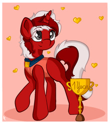 Size: 1073x1215 | Tagged: safe, artist:appleneedle, imported from derpibooru, oc, pony, unicorn, 1year, anniversary, art, award, badge, character, clothes, digital, draw, drawing, fanart, paint, painting, patreon, price, reward, vest