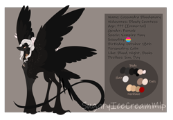 Size: 4344x3000 | Tagged: safe, artist:sugaryicecreammlp, imported from derpibooru, oc, oc:cassandra bloodmary, pony, seraph, vampire, vampony, female, mare, multiple wings, reference sheet, solo, wings