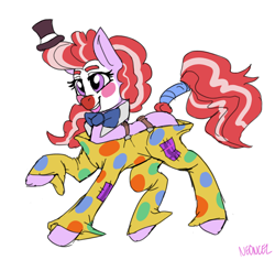 Size: 3018x2854 | Tagged: safe, artist:neoncel, imported from derpibooru, oc, oc only, oc:clown pony, earth pony, pony, bowtie, clown, clown makeup, hat, high res, solo, top hat