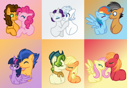 Size: 1000x695 | Tagged: dead source, safe, artist:pastelkitty455, imported from derpibooru, applejack, big macintosh, cheese sandwich, double diamond, flash sentry, fluttershy, pinkie pie, pistachio, quibble pants, rainbow dash, rarity, twilight sparkle, alicorn, earth pony, pegasus, pony, unicorn, applestachio, base used, cheesepie, diamond duo, eyes closed, female, flashlight, fluttermac, kissing, male, mane six, mare, quibbledash, shipping, spread wings, stallion, straight, twilight sparkle (alicorn), wings