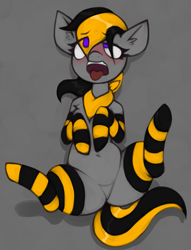 Size: 1295x1691 | Tagged: safe, artist:marsminer, imported from derpibooru, oc, oc only, oc:mirare, pony, ahegao, clothes, open mouth, socks, solo, striped socks, tongue out