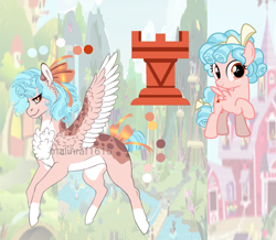 Size: 1784x1554 | Tagged: safe, artist:malinraf1615, imported from derpibooru, cozy glow, pegasus, pony, a better ending for cozy, alternate hairstyle, bow, chest fluff, cutie mark, duality, female, filly, flying, hair bow, headcanon, markings, redesign, reference sheet, smiling, smirk, solo, tail bow