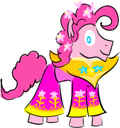 Size: 932x992 | Tagged: safe, artist:horsesplease, imported from derpibooru, pinkie pie, earth pony, pony, blue eyes, bubble berry, cherry blossoms, clothes, flower, flower blossom, flower in hair, male, pink, porashon, prince, rabydosverse, real men wear pink, robes, rule 63, sakura pie, smiling, solo, stallion, vozonid