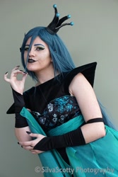 Size: 1365x2048 | Tagged: safe, artist:sarahndipity cosplay, artist:silverscotty photography, imported from derpibooru, queen chrysalis, human, 2017, clothes, cosplay, costume, irl, irl human, long nails, photo
