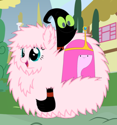 Size: 1328x1416 | Tagged: safe, artist:mixermike622, artist:nathaniel718, edit, imported from derpibooru, oc, oc:fluffle puff, adventure time, cartoon network, crossover, female, male, mare, nergal, nergal and princess bubblegum, princess bubblegum, the grim adventures of billy and mandy