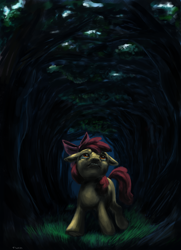 Size: 4344x6000 | Tagged: safe, artist:misstwipietwins, imported from derpibooru, apple bloom, earth pony, pony, story of the blanks, forest
