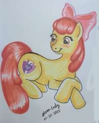 Size: 521x647 | Tagged: safe, artist:cherryblossomusagi, imported from derpibooru, apple bloom, earth pony, pony, female, filly, solo, traditional art