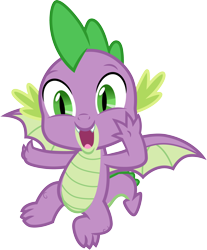 Size: 3000x3622 | Tagged: safe, artist:cloudy glow, artist:cloudyglow, imported from derpibooru, spike, dragon, a matter of principals, season 8, spoiler:s08, flying, high res, male, open mouth, open smile, simple background, smiling, solo, transparent background, vector, waving, winged spike, wings