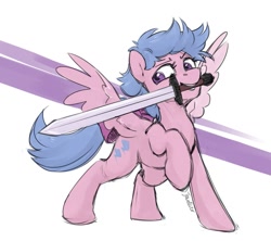 Size: 1095x974 | Tagged: safe, artist:jewellier, imported from derpibooru, firefly, pegasus, pony, mouth hold, solo, sword, weapon