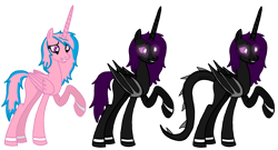Size: 3006x1621 | Tagged: safe, artist:agdapl, imported from derpibooru, oc, oc only, alicorn, bat pony, bat pony alicorn, pony, alicorn oc, base used, bat pony oc, bat wings, female, glowing eyes, horn, mare, raised hoof, simple background, smiling, transparent background, wings