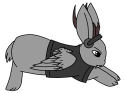 Size: 3106x2317 | Tagged: safe, artist:agdapl, imported from derpibooru, jackalope, rabbit, winged rabbit, animal, clothes, crossover, fangs, headset, high res, male, scout, simple background, species swap, team fortress 2, transparent background