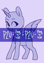 Size: 850x1200 | Tagged: safe, artist:lavvythejackalope, imported from derpibooru, oc, oc only, alicorn, pony, alicorn oc, bald, base, horn, obtrusive watermark, purple background, simple background, solo, watermark, wings