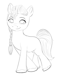 Size: 716x920 | Tagged: safe, artist:chopsticks, imported from derpibooru, sunny starscout, earth pony, pony, female, g5, looking at you, mare, monochrome, outline, sketch, solo