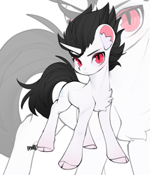 Size: 3000x3500 | Tagged: source needed, safe, artist:amo, imported from derpibooru, oc, oc:凌宇, unicorn, chest fluff, cloven hooves, colored hooves, ear fluff, high res, male, slit pupils, stallion