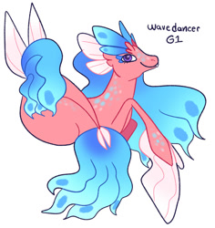 Size: 1024x1085 | Tagged: safe, artist:goatpaste, imported from derpibooru, oc, oc only, seapony (g4), blue mane, female, fins, fish tail, flowing mane, flowing tail, purple eyes, simple background, smiling, solo, tail, white background