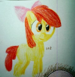 Size: 665x682 | Tagged: safe, artist:danadyu, imported from derpibooru, apple bloom, earth pony, pony, female, filly, solo, traditional art