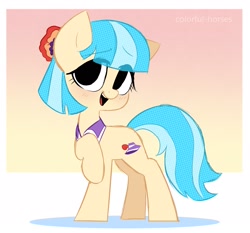 Size: 1978x1845 | Tagged: safe, artist:syrupyyy, imported from derpibooru, coco pommel, earth pony, pony, blushing, cocobetes, cute, female, mare, open mouth, raised hoof, solo