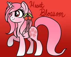 Size: 1280x1024 | Tagged: safe, artist:potatogirlivy, imported from derpibooru, oc, oc only, oc:heart blossom, pony, unicorn, female, gradient hooves, raised hoof, smiling, solo