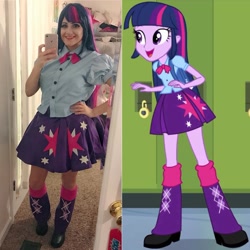 Size: 960x960 | Tagged: safe, artist:sarahndipity cosplay, imported from derpibooru, twilight sparkle, human, equestria girls, clothes, compilation, cosplay, costume, facebook, hand on hip, irl, irl human, photo