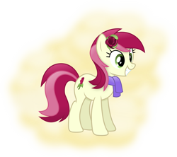 Size: 6072x5399 | Tagged: safe, artist:anime-equestria, imported from derpibooru, roseluck, earth pony, pony, clothes, female, flower, fog, grin, happy, mare, rose, scarf, show accurate, simple background, smiling, solo, transparent background, vector