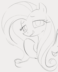 Size: 463x581 | Tagged: safe, alternate version, artist:dotkwa, imported from derpibooru, fluttershy, pegasus, pony, cute, daaaaaaaaaaaw, female, lidded eyes, looking at you, mare, monochrome, shyabetes, sketch, smiling, smirk, solo, textless