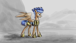 Size: 3840x2160 | Tagged: safe, artist:nightpaint12, imported from derpibooru, flash sentry, pegasus, pony, armor, high res, male, solo, stallion