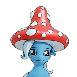 Size: 1152x1152 | Tagged: safe, artist:xppp1n, imported from ponybooru, trixie, pony, unicorn, 3d, blender, blender cycles, ears, female, floppy ears, lidded eyes, mare, meme, mushroom, mushroom wojak, ponified, ponified meme, simple background, solo, transparent background