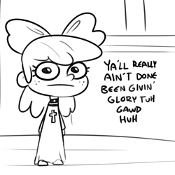 Size: 3000x3000 | Tagged: safe, artist:tjpones, imported from derpibooru, apple bloom, human, cross, humanized, solo