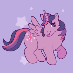 Size: 1400x1400 | Tagged: safe, artist:corvidcactus, imported from derpibooru, twilight sparkle, alicorn, pony, cute, g1, g4, g4 to g1, generation leap, raised hoof, simple background, style emulation, twiabetes, twilight sparkle (alicorn)