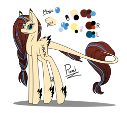 Size: 1000x893 | Tagged: safe, artist:inspiredpixels, imported from derpibooru, oc, oc only, oc:pixel, pony, female, leonine tail, mare, pencil, reference sheet, simple background, solo, standing, tail feathers, white background