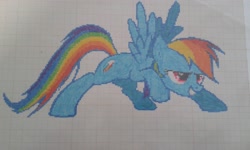 Size: 2560x1536 | Tagged: safe, artist:karadeg, derpibooru exclusive, imported from derpibooru, rainbow dash, pony, graph paper, pixel art, solo, traditional art