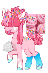 Size: 500x750 | Tagged: safe, artist:lavvythejackalope, imported from derpibooru, oc, oc only, pony, unicorn, :p, clothes, hair over eyes, horn, leg warmers, macaroon, raised hoof, solo, tongue out, unicorn oc