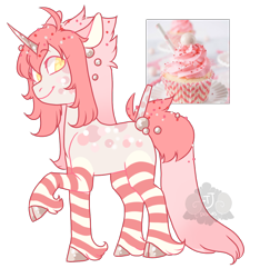 Size: 800x853 | Tagged: safe, artist:lavvythejackalope, imported from derpibooru, oc, oc only, pony, unicorn, cloven hooves, food, hoof fluff, horn, ice cream, raised hoof, simple background, smiling, solo, transparent background, unicorn oc