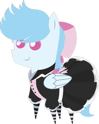 Size: 1224x1522 | Tagged: safe, artist:tikibat, imported from derpibooru, oc, oc only, oc:file folder, pegasus, pony, clothes, crossdressing, dress, maid, male, pointy ponies, solo