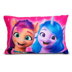 Size: 1400x1400 | Tagged: safe, imported from derpibooru, izzy moonbow, sunny starscout, earth pony, pony, unicorn, female, fluttershy's cutie mark, g5, irl, mare, my little pony: a new generation, official, photo, pillow, pillowcase, rainbow dash's cutie mark, twilight sparkle's cutie mark