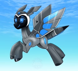 Size: 1962x1794 | Tagged: safe, artist:confetticakez, imported from derpibooru, oc, oc only, original species, plane pony, pony, flying, plane, smiling, solo, spread wings, wings