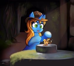 Size: 4000x3556 | Tagged: safe, artist:confetticakez, imported from derpibooru, oc, oc only, griffon, pony, unicorn, bipedal, gold, hat, indiana jones, open mouth, parody, scene interpretation, solo, statue, wide eyes